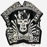 Mexican Poncho Cobija Blanket Lucha Libre Santo Blue Demon Unisex Gaban