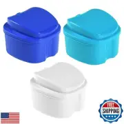 KISEER 3 Pack Colors Denture Bath Case Cup Box Holder Storage Soak Container