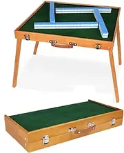 Mahjong Tiles Chinese Mahjong Set 144pcs Mahjong Cards with Portable Folding Mahjong Table Mah Jongg for Household Outdoor Recreation Party Travel Chinese Mahjong