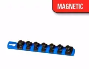 ERNST 8409M 8" 1/2" Drive Magnetic Socket Rail Organizer w/12 Clips - Blue