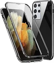 OMIREL Privacy Case for Samsung Galaxy A54/A14 Case Magnetic Adsorption Metal Bumper Slim Thin Front and Back with Camera Lens Protector Cover,Black,for Samsung A71