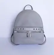 MICHAEL KORS KENLY MEDIUM BACKPACK PEBBLED LEATHER GREY SILVER STUDS