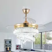 CLAIRDAI 42'' Gold Fandelier Crystal Ceiling Fan with Lights with APP & Remot...