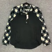 NWT Maurices Women's Buffalo Plaid Quilted Front Snap Sherpa Sweatshirt Size L