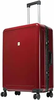 [FFYUEEE] Multi-Size Aluminum Trolley Case, Multifunctional Luggage, with Combination Lock,Red,24 inches