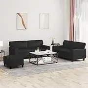 Generic 3 Piece Sofa Set Black Faux Leather