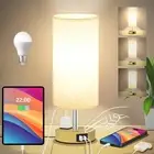 Bedside Table Lamp for Bedroom with AC Outlet, 3 Way Dimmable Touch Control Lamp