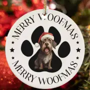 Merry Woofmas Wirehaired Pointing Griffon Dog Paw Lover Christmas Ornament Gift