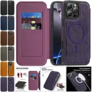 For iPhone 16e 16 15 14 13 12 11 Pro Max Magnetic Magsafe Wallet Case Flip Cover