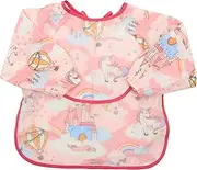 CIMAXIC Sleeved Bib Long Sleeve Cartoon Smock Bib for Comfortable Pocket for Messy Mealtimes Easy to