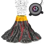 Aquarium Volcano Ornament Kit, Bubbler Decorations for Fish Tank with LED Light