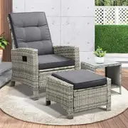 Livsip Outdoor Furniture Recliner Chair Table Set Wicker lounge Patio Setting