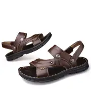 Men Summer Sandals PU Leather Open Toe Fisherman Flat Beach Shoes Outdoor