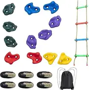 VEVOR Ninja Tree Climbing Kit - 12 Holds, 6 Ratchet Straps, Ladder, Rocks for Kids and Adults, Shapes for Outdoor Ninja Warrior