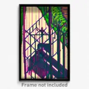 Pixel Art Poster - Complex Wire Frame Oasis (8 Bit Psychedelic Video Game Print)
