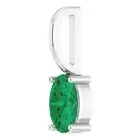 14K White Gold 6x4mm Oval Natural Emerald Faceted Pendant