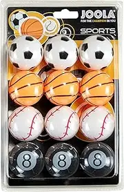 JOOLA 42177 Table Tennis Balls Sports Set in Sports Design 40 mm 3-Star Training Quality - Even Ball Bounce, Colourful,