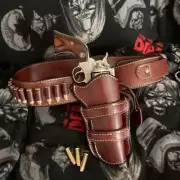 Gun Holster Leather Belt Tooled Cowboy Revolver Pistol Western Holster