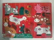 Melissa & Doug Farm Mix n' Match Peg Puzzle w/ 8 Interchangeable Pieces