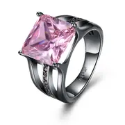 Elegant 12mm Gun Black Plated Zircon Rhinestone Diamond Rings Gift for Women 01 COLOR