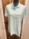NEW Croft And Barrow Women’s XXL Polo Top Collared Light Blue And White