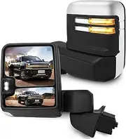 SCITOO Tow Mirrors Compatible with for 2019-2022 For Chevy For Silverado 1500 Pickup Truck Mirrors Power Heated Turn Signal Width Puddle Running Back-up Light Temp Sensor Black Towing Mirrors LH RH