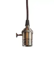 Single Light Bare Bulb Farmhouse Pendant Retro Switch, Antique Brass Finish