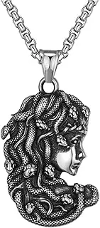 [TYMONT] Viking Snake Female Medusa Head Pendant Necklace,Ancient Greek Mythology Medusa Symbol Jewelry Gift