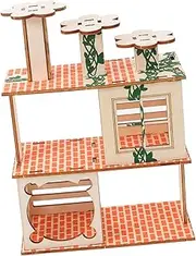 Happyyami Versatile Wooden Hideout for Hamsters Guinea Pigs Squirrels Pet Climbing Frame Toy