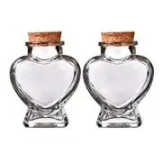 2 Pack Heart Shaped Clear Glass Jar Bottles with Cork Lid for Party Favors