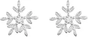 [Generic] Snowflake Flower Small Stud Earrings for Women Cartilage Tragus Helix S925 Sterling Silver Barbell Screw Back Hypoallergenic Piercing Fashion Cute Dainty Jewelry