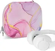 Geekria NOVA Headphones Case Compatible with JBL Tune 570BT, Tune 750, Live 770NC, Live 650BTNC Case, Replacement Hard Shell Travel Carrying Bag with Cable Storage (Pink Marble)