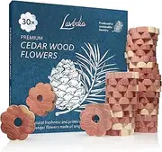 Cedar Wood Closet Freshener for Clothes Hangers: 30 Cedar Wood Flowers for Wardrobe Closet – Cedar Hangers – Wood Ring Pack – Closet Freshener LAVODIA
