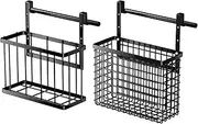 Xugoox 2 Pcs Under Sink Organizer, Hanging Cabinet Door Organizer with Towel Holder, Over the Cabinet Door Organizer, Hanging Wall Mount Storage Wire Basket for Kitchen, Pantry Bathroom, Cabinet