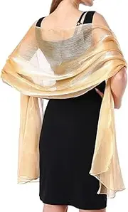 [QOZJI] Stole for Evening Dress, Silk Satin Scarves and Scarves, Elegant Wedding Scarf, Stole for Women, Festive, Shawl for Women, Chiffon Stole Scarf, Women's Chiffon Scarves, Lightweight Soft Scarf,