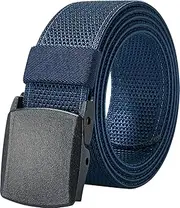 [LionVII] Men's Micro-elastic Belts with Plastic Buckle for Work Sports, Easy Trim to Fit 27-46" Waist
