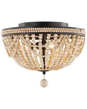 JONATHAN Y Dune Wood Bead 15.25in 3-Light LED Semi Flush Mount