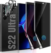 Samsung Galaxy S22 Ultra 2PCS Nano Ceramic Privacy Screen Protector + 2PCS 3D Camera Lens Protector