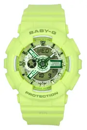 Casio Baby-G Analog Digital Green Dial Resin Strap BA-110YK-4A 100M Ladies Watch