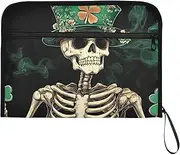 YMXFXP Skeleton Stpatricks Day Expandable Filing Folder, 13-Pocket Funny Cute Design with Sticky Labels, A4 Letter Size Document Organizer for Office, School, Boys, Girls