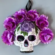 Day of The Dead Mask Dia de Los Muertos Sugar Skull Lavender Papier Mache'
