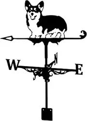 Wind vanes, Outdoor Garden Retro Weather Vane Roof Decoration Corgi Silhouette Wind Direction Indicator Kit for Lawn Metal Decorate Weather Vane