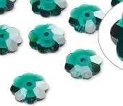 12 Swarovski Emerald Green Margarita Lochrose 8x3mm Flower Crystal Beads (3700)