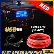 5M Red LED USB Car Interior Decor Wire Strip Atmosphere Light Lamp Accessories (for: Porsche)