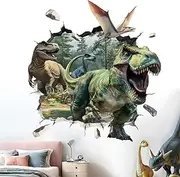 Amimagen 3D Dinosaur Wall Stickers - Tropical Palm Tree Leaf Dino Wall Decals - Nursery Kids Baby Boys Room Daycare Playroom Classroom Wall Decor