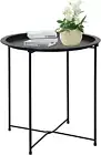 Folding Tray Metal Side Table Black round End Table Cyan Sofa Smal