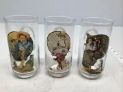 Vintage Coca Cola Soda Norman Rockwell Glasses Set Of 3