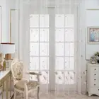 Transparent Flower Pattern Sheer Curtain Daisy Tulle Curtain Home Decoration
