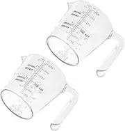 Mikinona 2pcs Plastic Measuring Cup Scales Measuring Container for Home (250ml Assorted with Portable Handle) Random Color