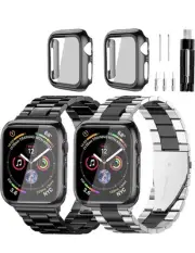 2Redden Stainless Steel+Mesh strap For Apple watch band 38/40 41mm Blk Silv& Blk